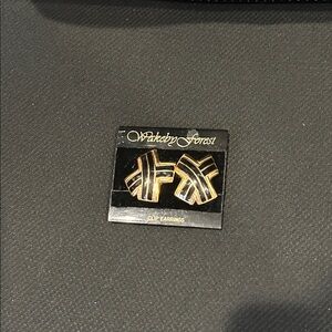 Vintage Gold and Black Cross Clip Earrings Wakeby Forest